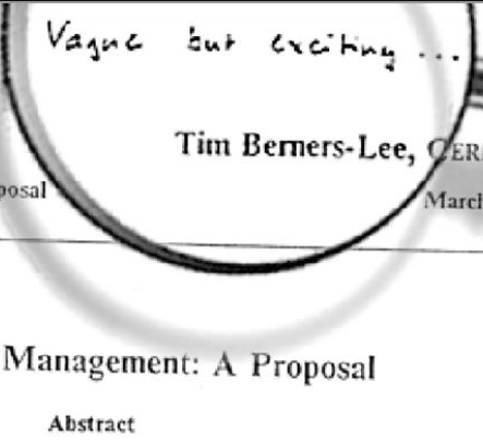 fragmento de la primera página de la propuesta de Tim Berners Lee sobre la WWW