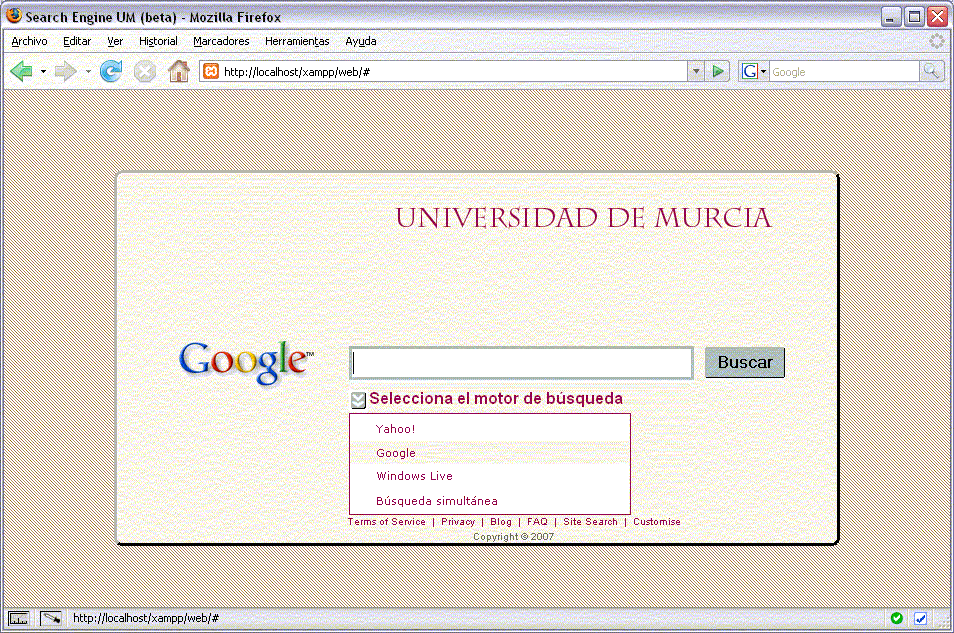 El metabuscador desarrollado para el cálculo de similitud en 2008