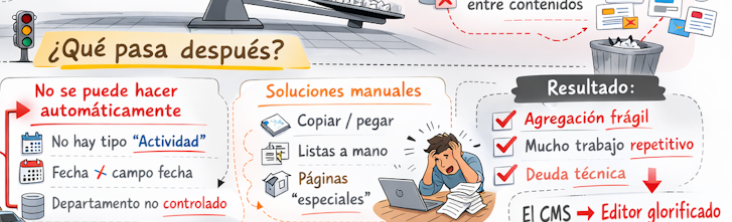 El CMS termina convirtiéndose casi en un editor de texto "glorificado".