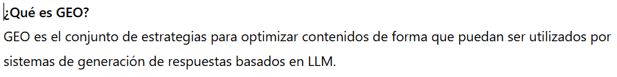 Formato de redacción "pregunta-respuesta" en una entrada web.