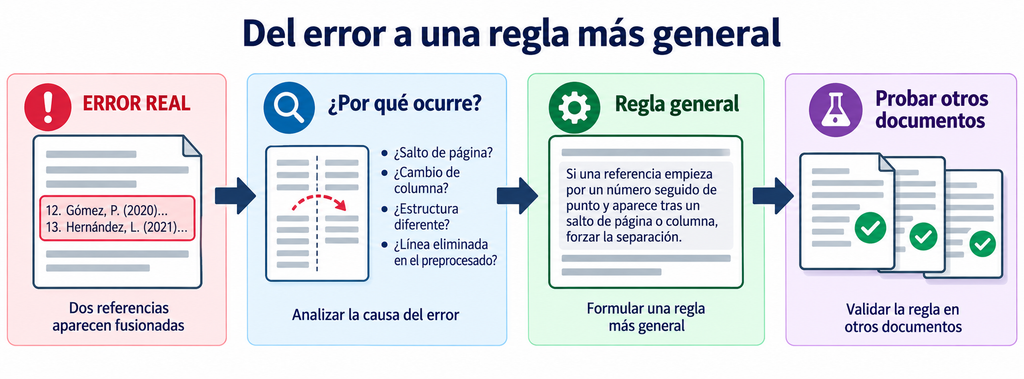 Refinamiento del parser: del error a una regla de alcance más general.
