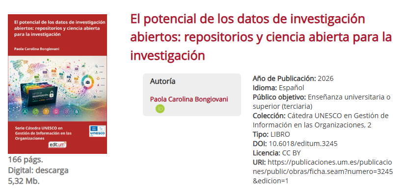 Ficha del libro en la web de EDITUM, Ediciones de la Universidad de Murcia